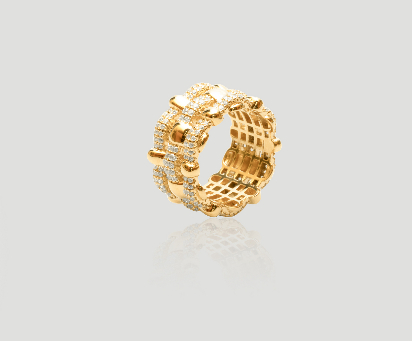 Complex Triple Diamond Gold Ring | Celere Jewelry