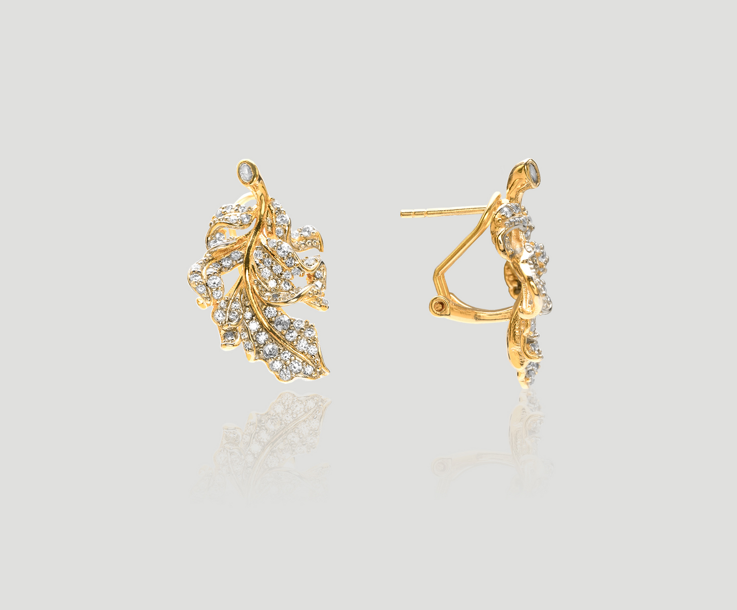 Feather Diamond Gold Earrings | Celere Jewelry