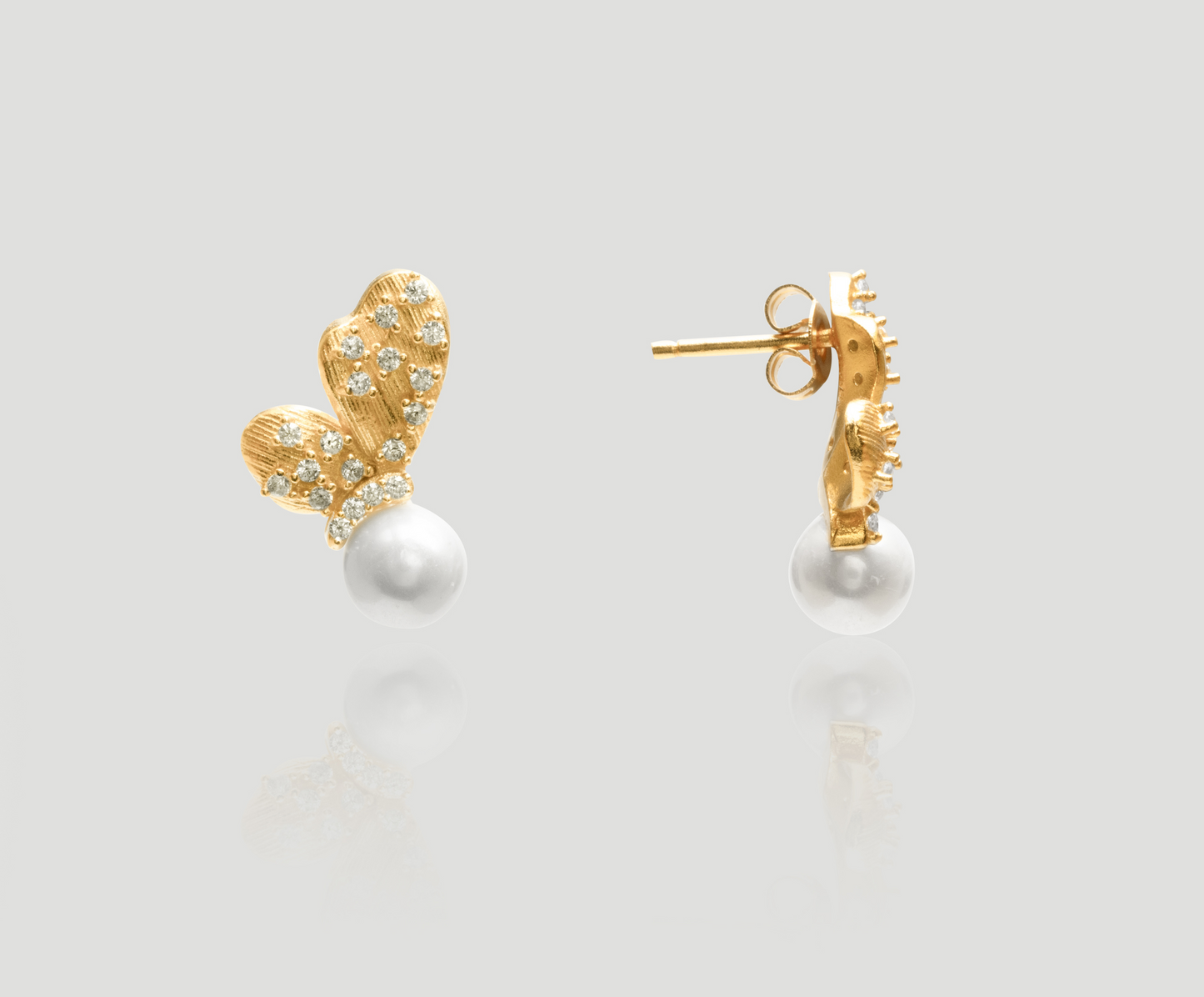 Half Butterfly Pearl Earrings | Celere Jewelry