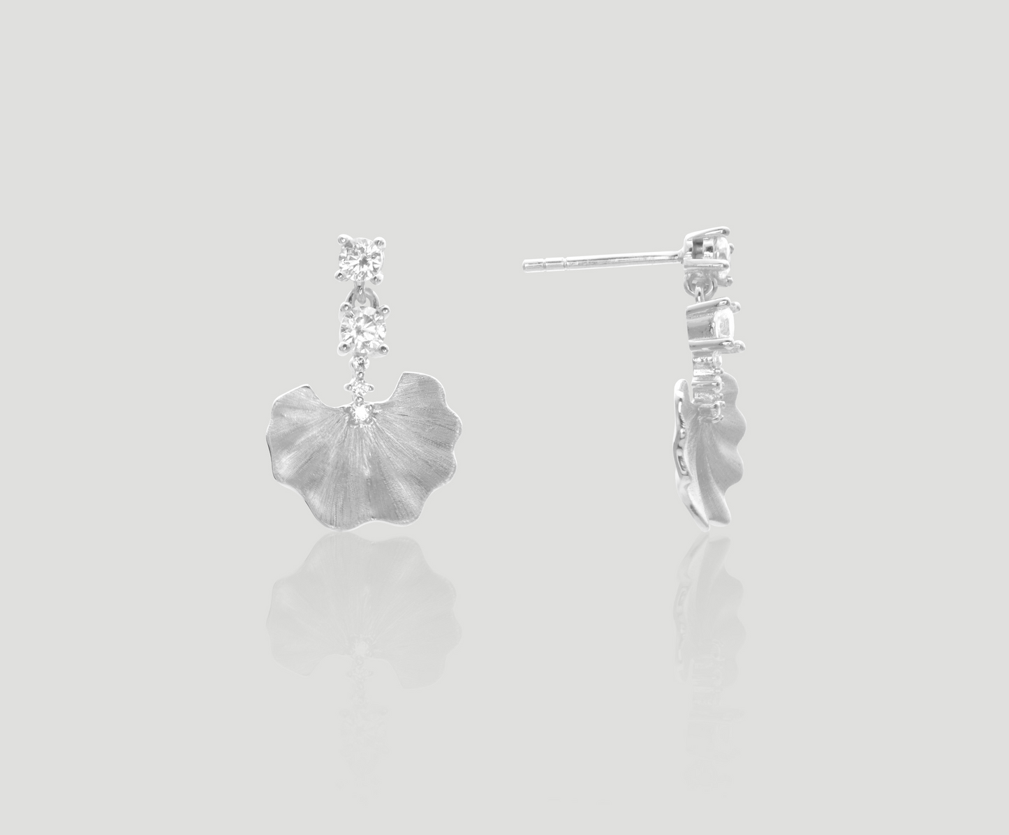 Lotus Diamond Silver Earrings | Celere Jewelry