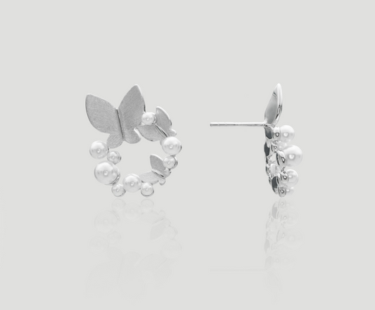 Butterfly Pearl Hoop Earrings | Celere Jewelry
