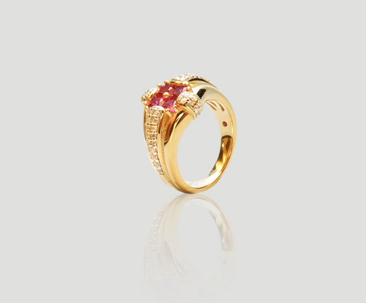 Cross Red Corundum Gold Ring | Celere Jewelry