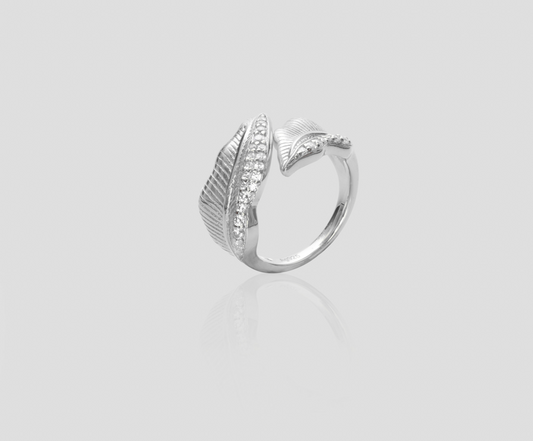 Diamond Leaf Silver Ring | Celere Jewelry