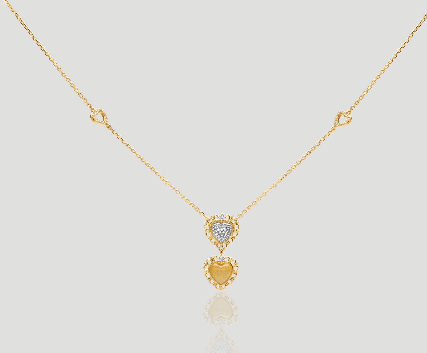 Double Heart Diamond Necklace | Celere Jewelry