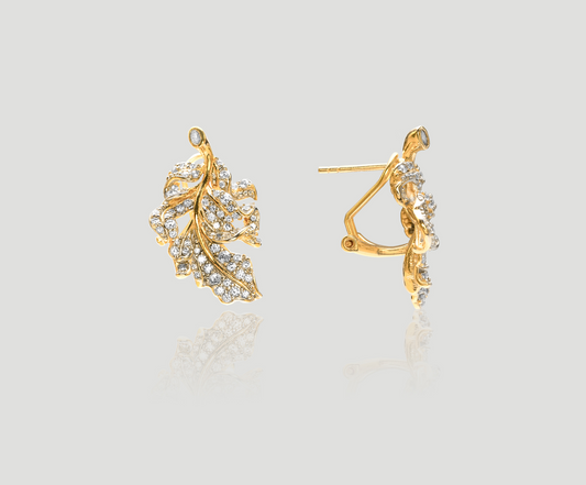 Feather Diamond Gold Earrings | Celere Jewelry