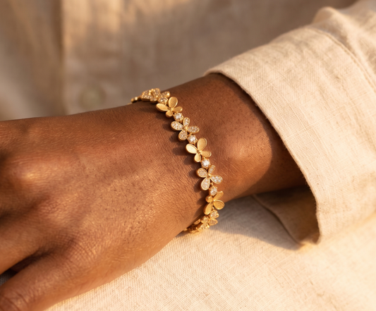 Matte Gold Floral Link Bracelet