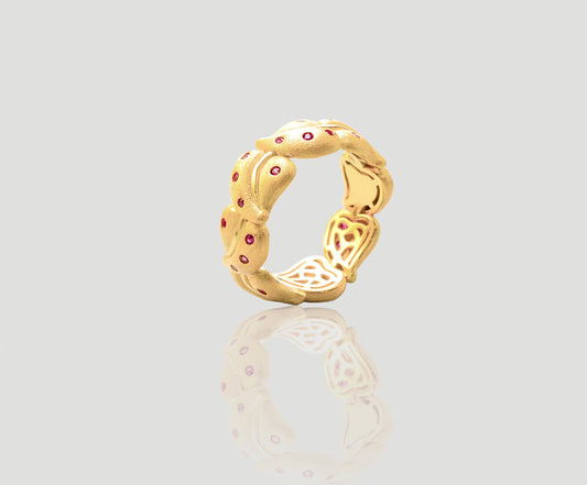 Ruby Leaf Gold Ring | Celere Jewelry
