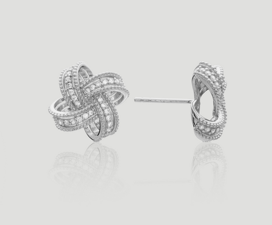 Symmetrical Twisted Diamond Silver Earrings | Celere Jewelry